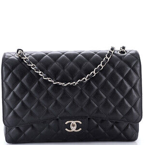 Chanel Maxi Classic Double Flap Bag Quilted Caviar